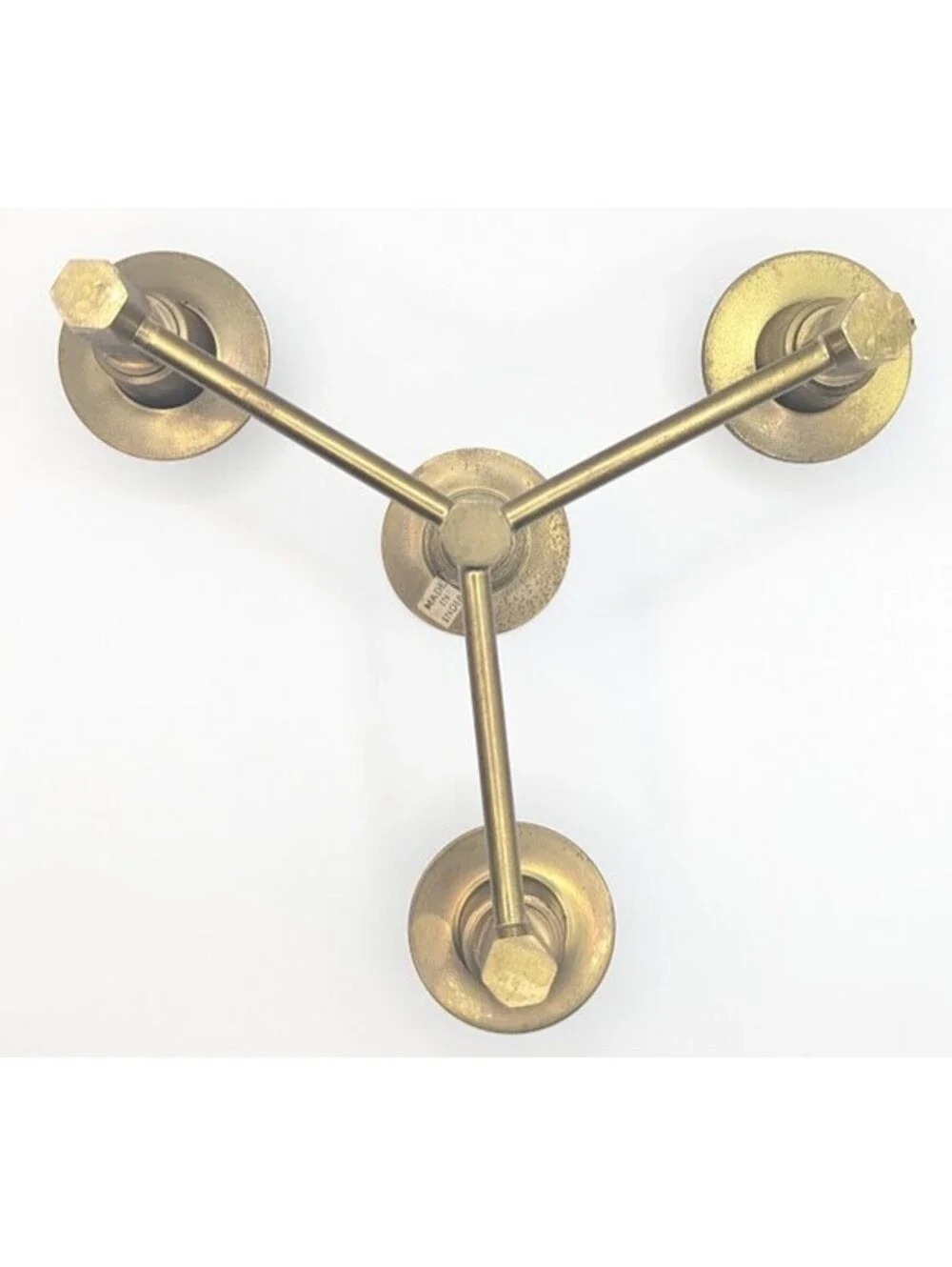 Vintage Brass Tripod Candelabra Mid Century Modern Candle Holder Made in India
